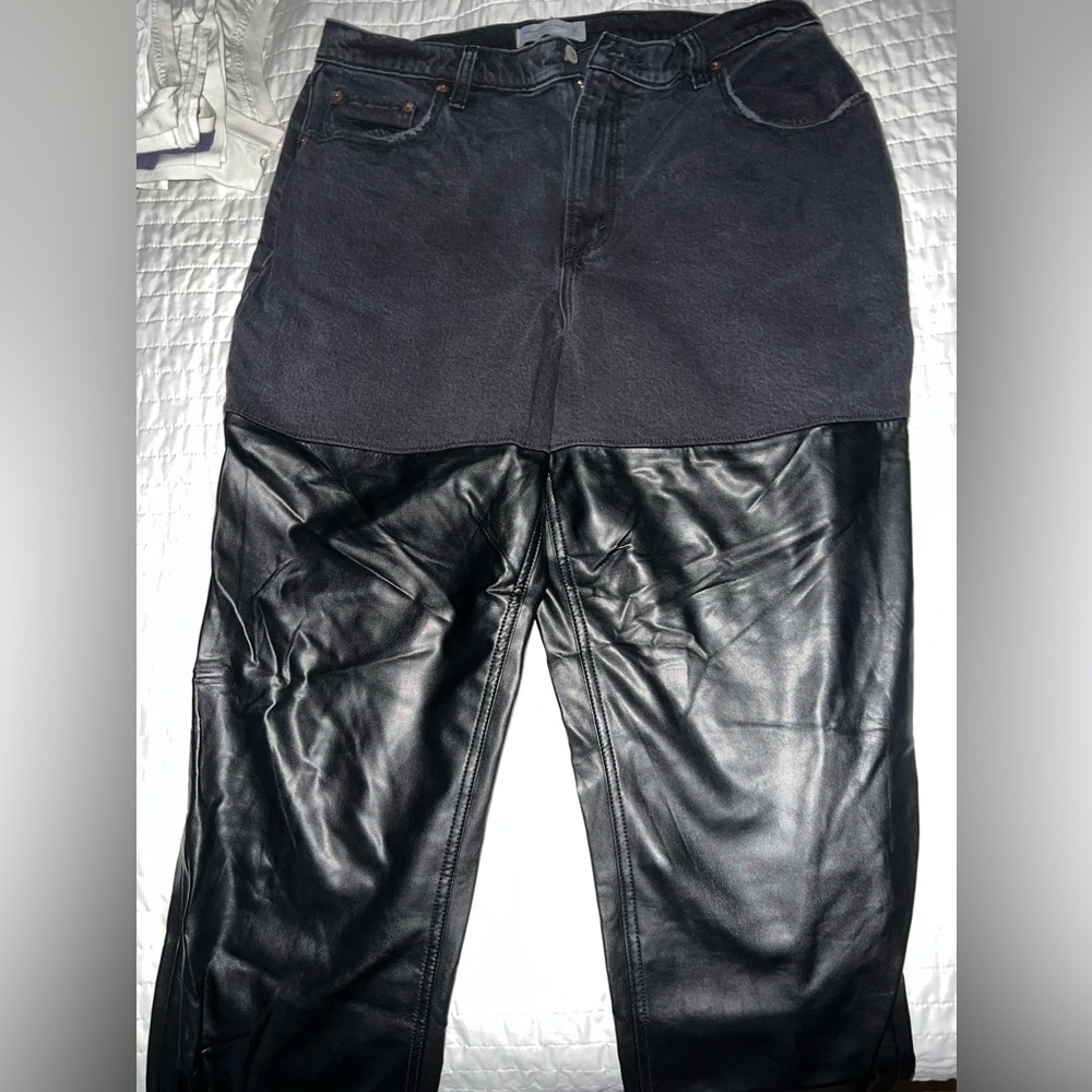 Denim/Leather Jeans from Abercrombie & Fitch